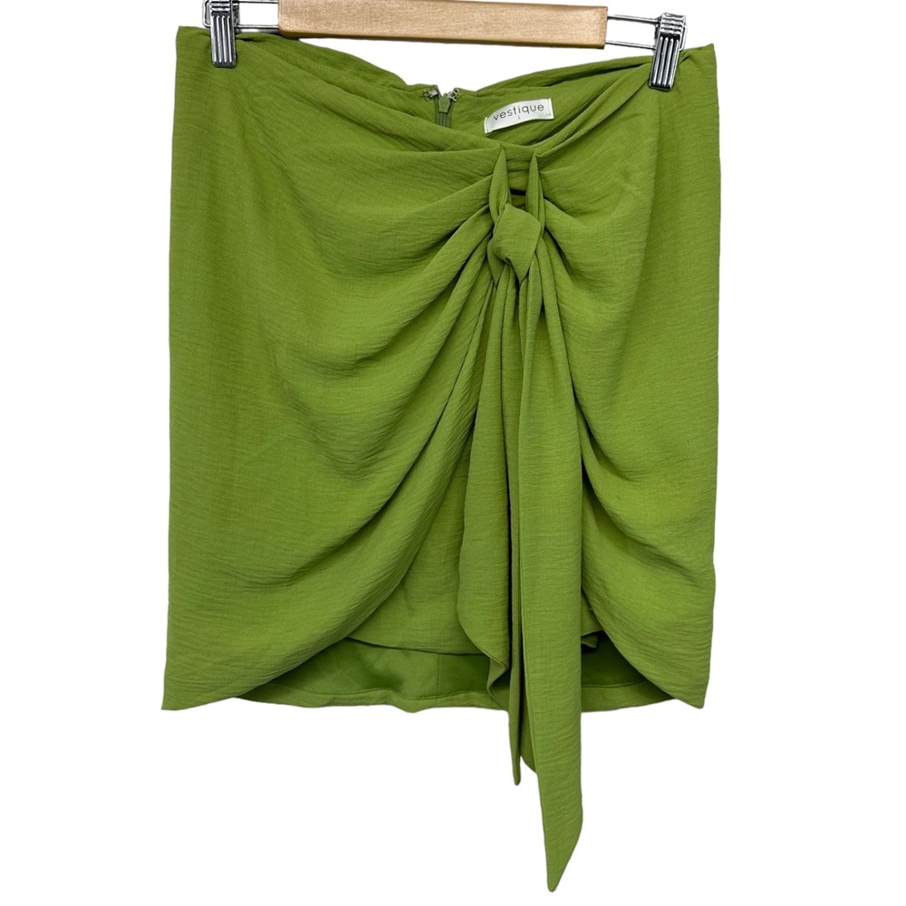 VESTIQUE Skirt Draped Wrap Stretch Waist Green Back Zips Sz Large Hollywood Boho